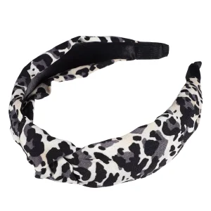 Unique Bargains Women's Leopard Pattern Knotted Headband 1 Pc Purple Black