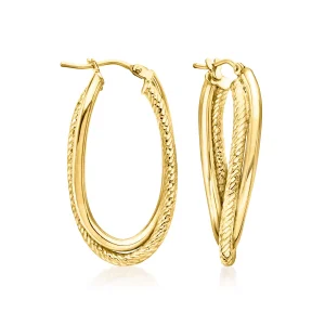 10kt Yellow Gold Double-Oval Twisted Hoop Earrings