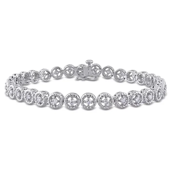 Sterling Silver 1 CT TW Diamond Bracelet, 7-inch